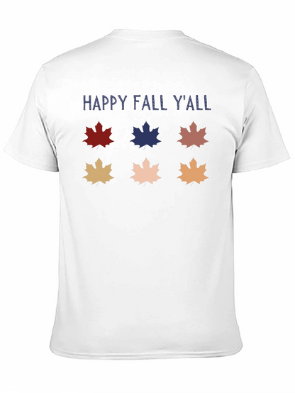 Camiseta Negra Happy Fall Yall con Hojas de Otoño