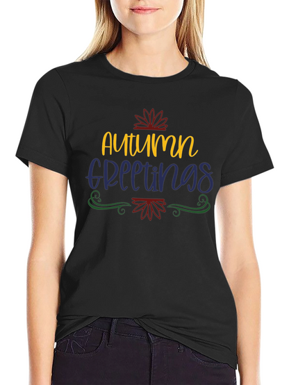 Camiseta Negra con Diseño de Otoño