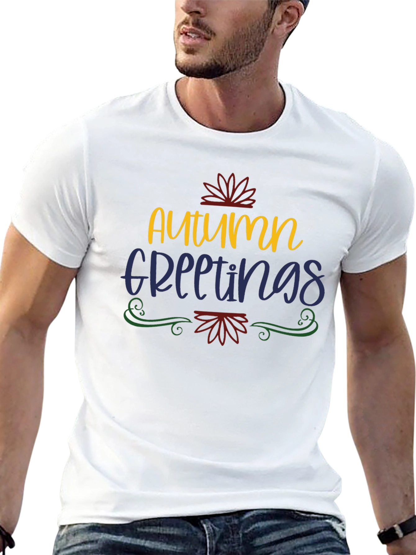 Camiseta Negra con Diseño de Otoño
