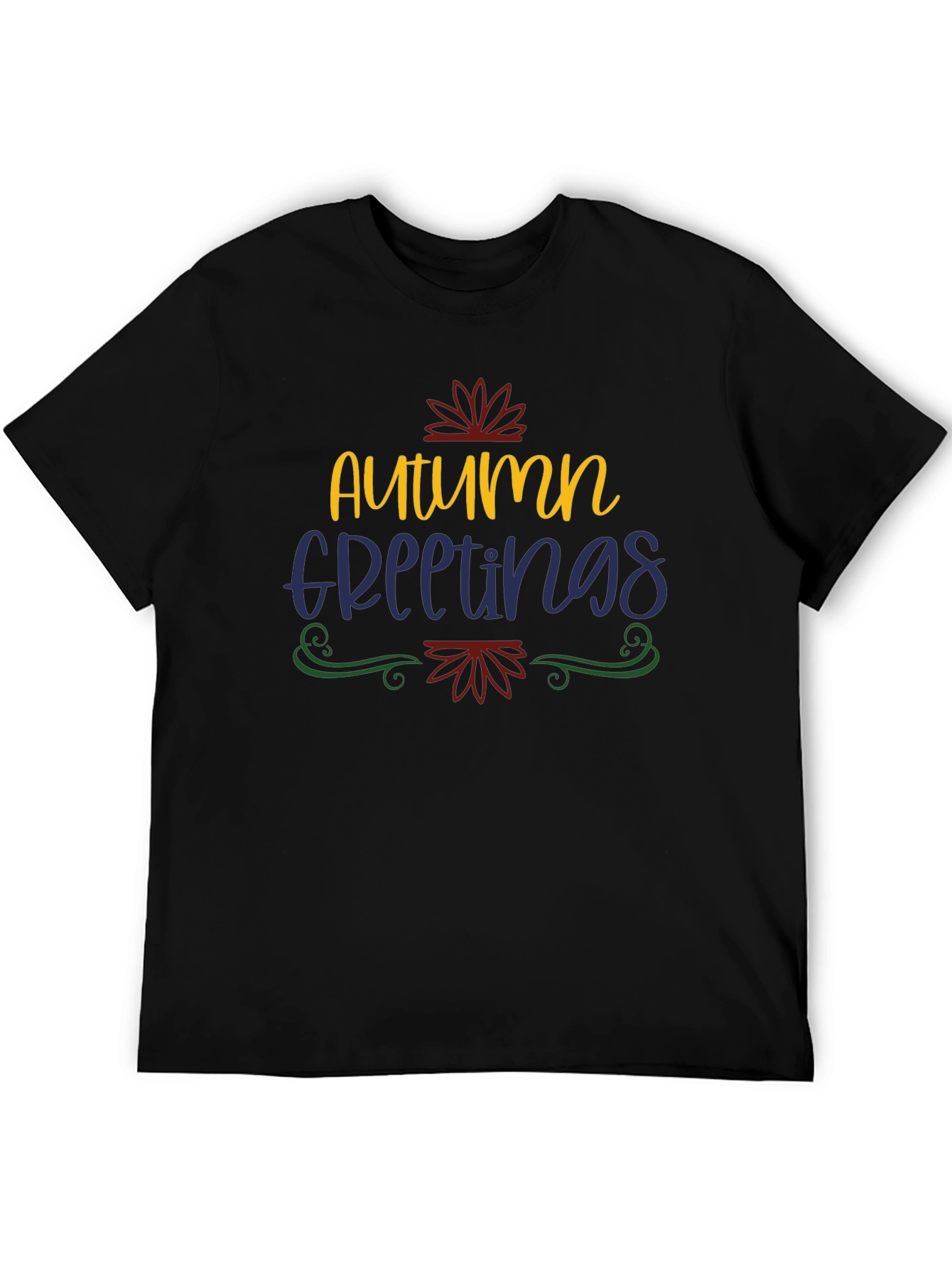 Camiseta Negra con Diseño de Otoño