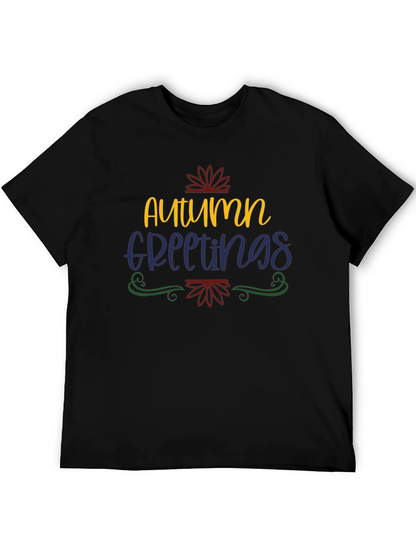 Camiseta Negra con Diseño de Otoño