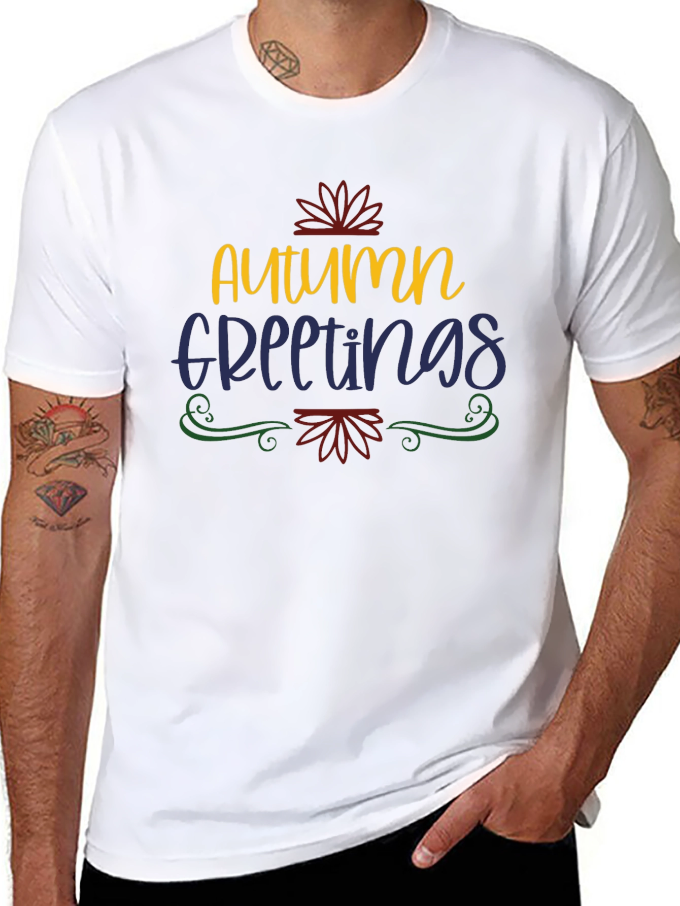 Camiseta Negra con Diseño de Otoño