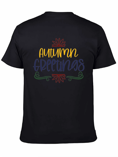 Camiseta Negra con Diseño de Otoño
