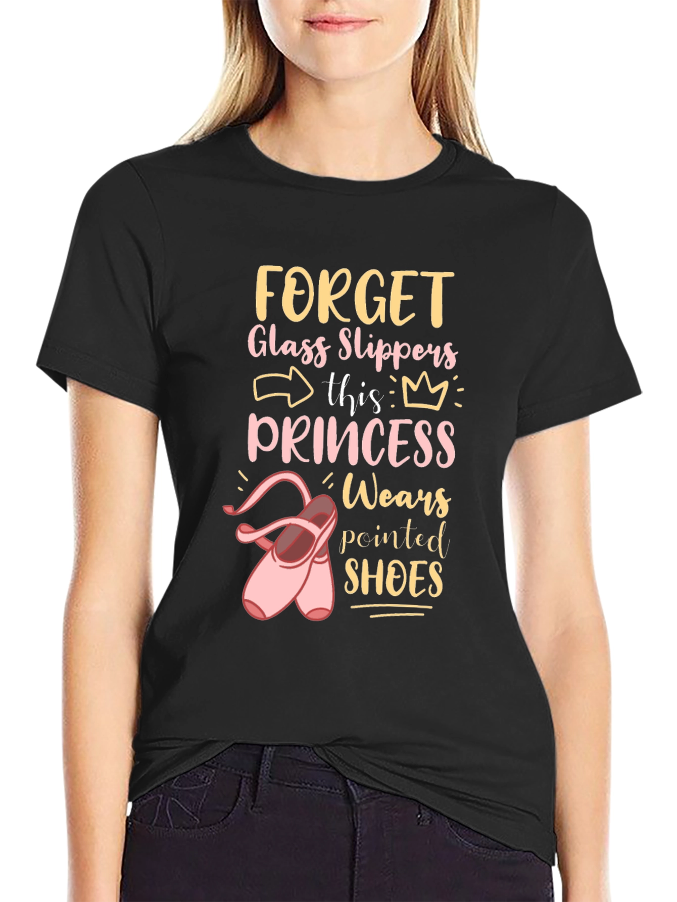 Camiseta Negra Princesa Zapatillas