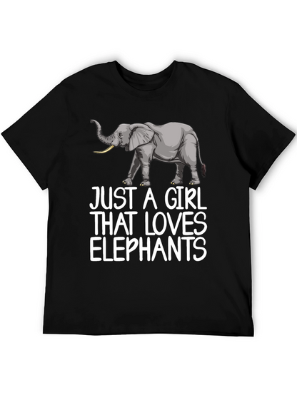 Camiseta Negra Just A Girl That Loves Elephants