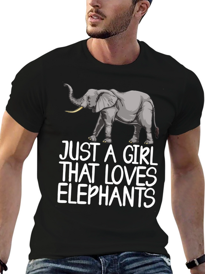 Camiseta Negra Just A Girl That Loves Elephants