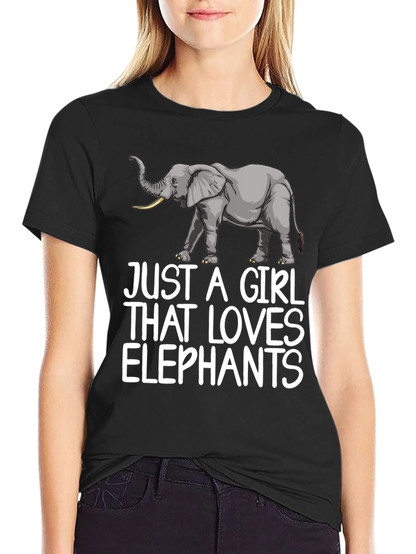 Camiseta Negra Just A Girl That Loves Elephants