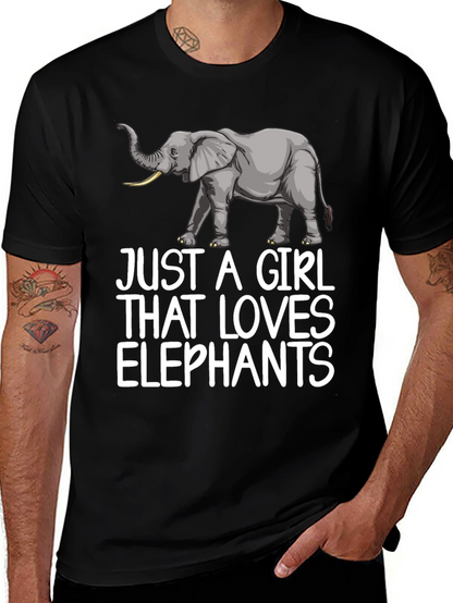 Camiseta Negra Just A Girl That Loves Elephants