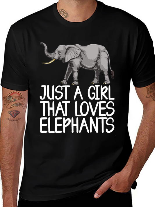 Camiseta Negra Just A Girl That Loves Elephants