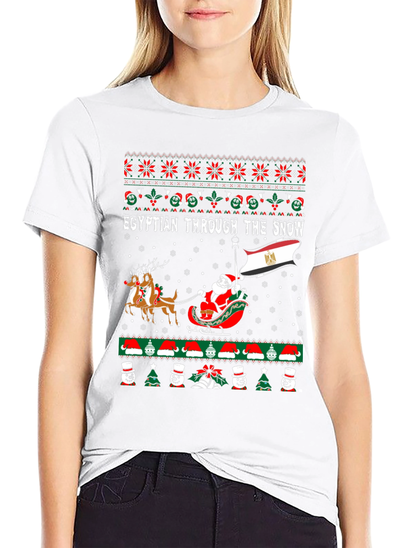 Camiseta Navideña Egipcia Divertida