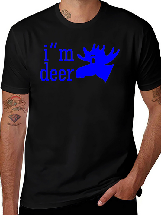 Camiseta Negra con Diseño Divertido de Alce