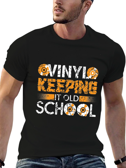 Camiseta Negra Vinilo Old School