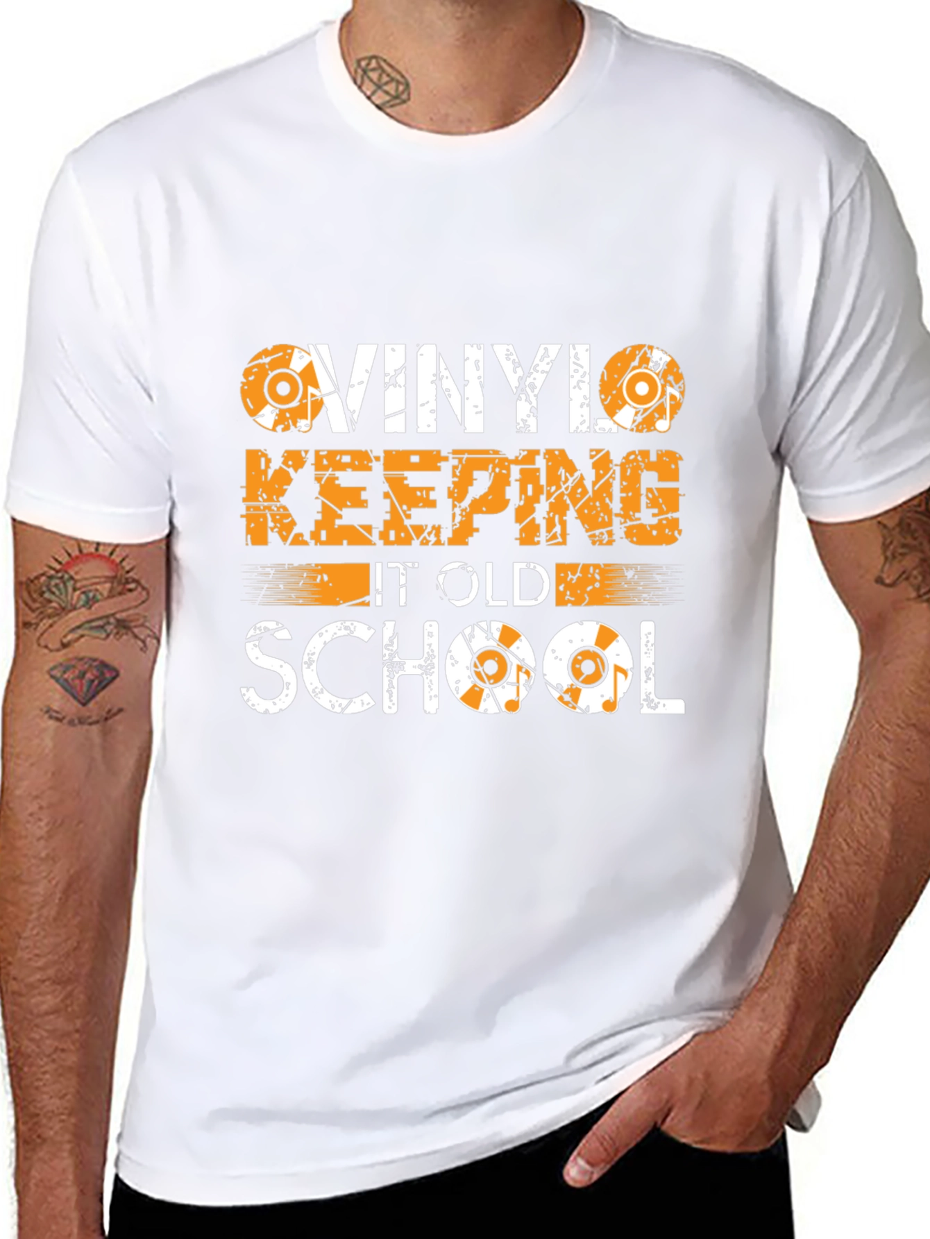 Camiseta Negra Vinilo Old School