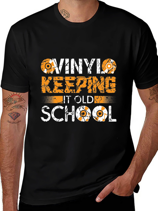 Camiseta Negra Vinilo Old School