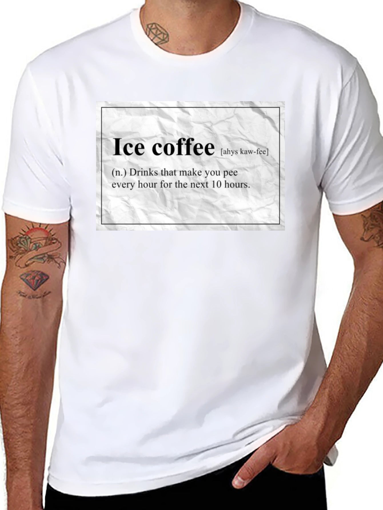 Camiseta Negra Humorística de Café Helado