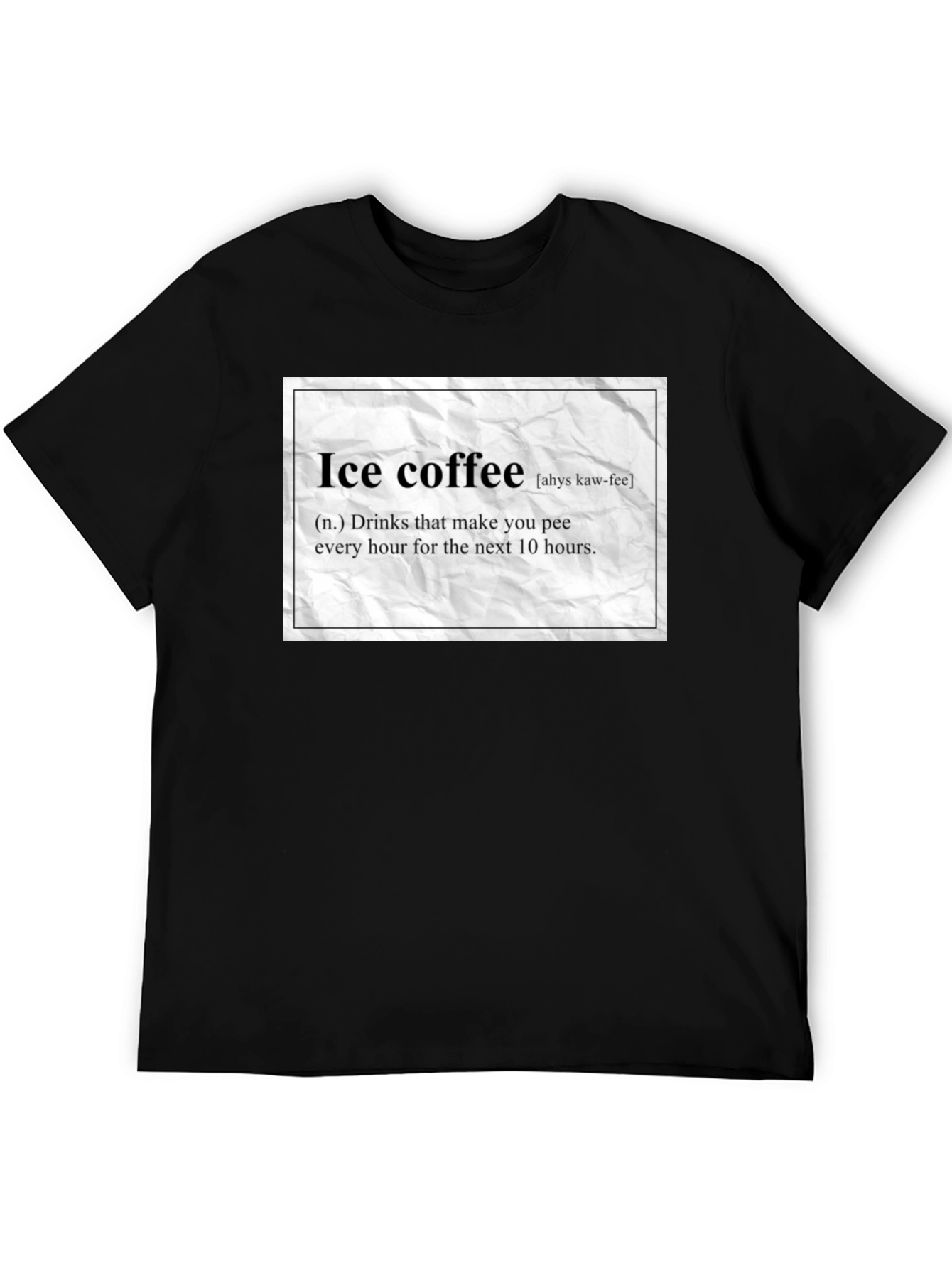 Camiseta Negra Humorística de Café Helado