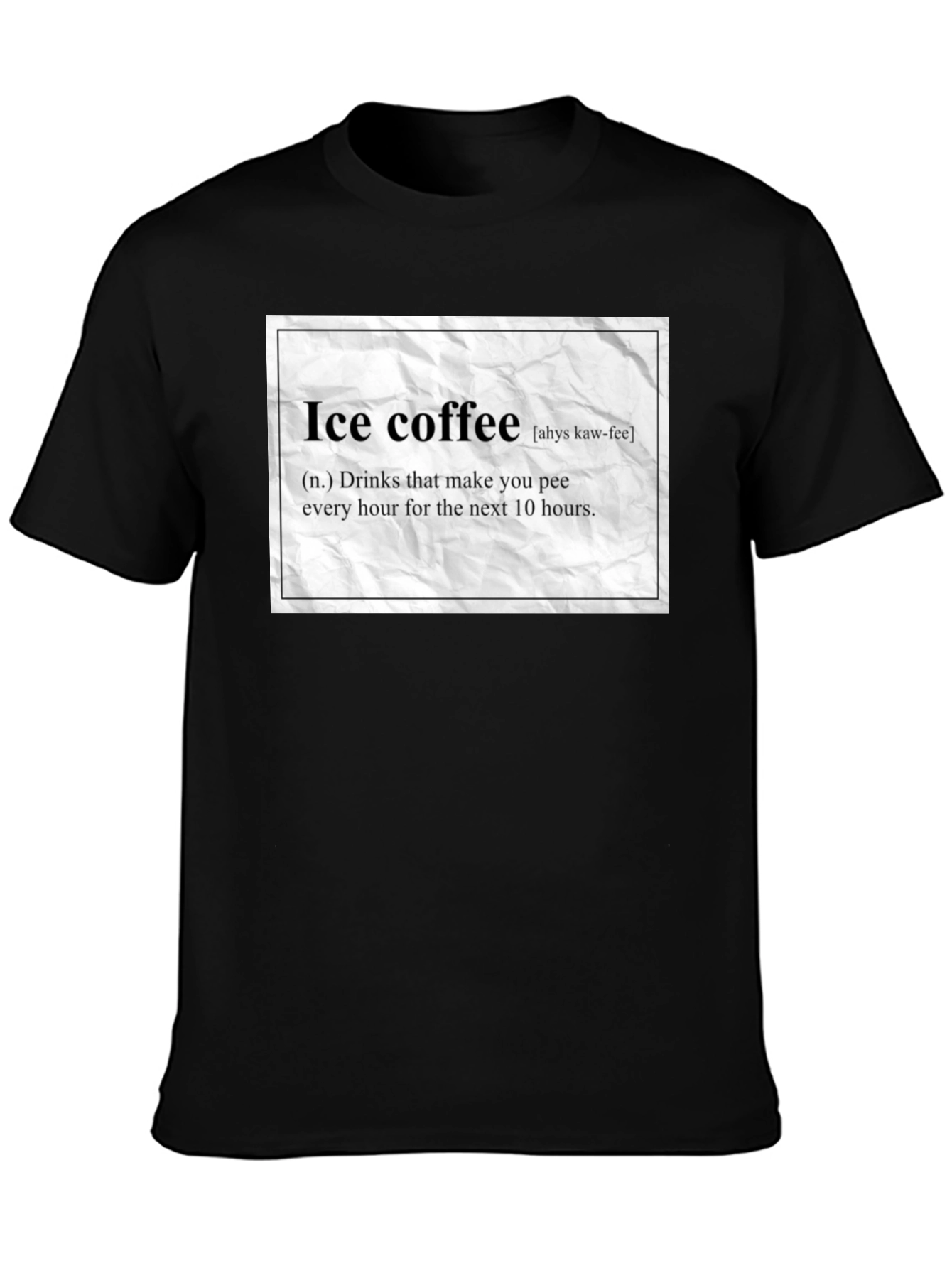 Camiseta Negra Humorística de Café Helado