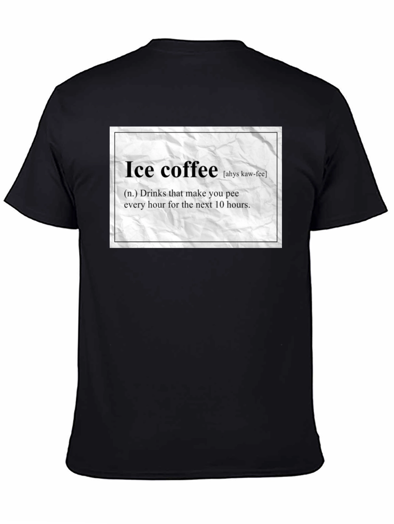 Camiseta Negra Humorística de Café Helado