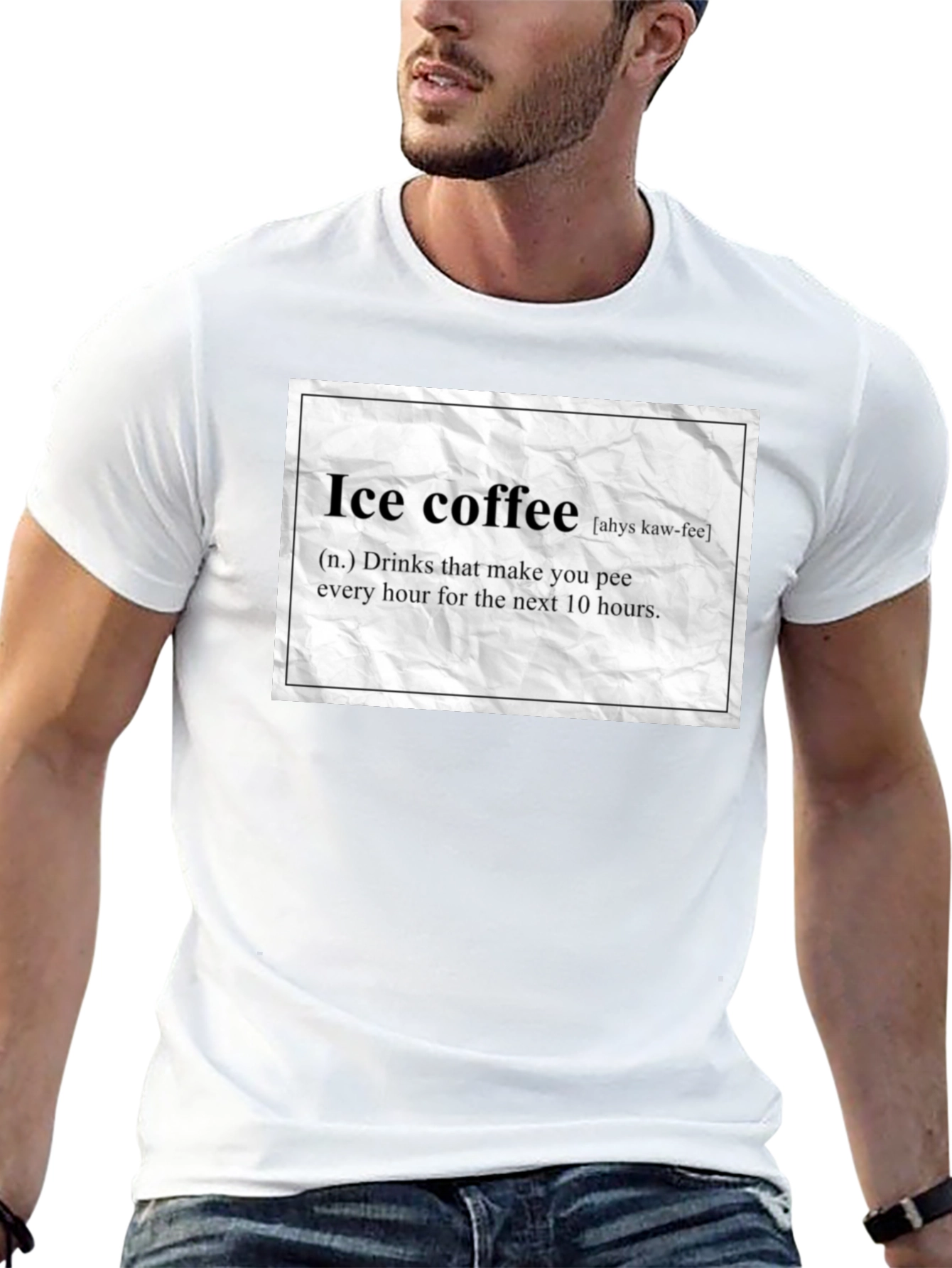 Camiseta Negra Humorística de Café Helado