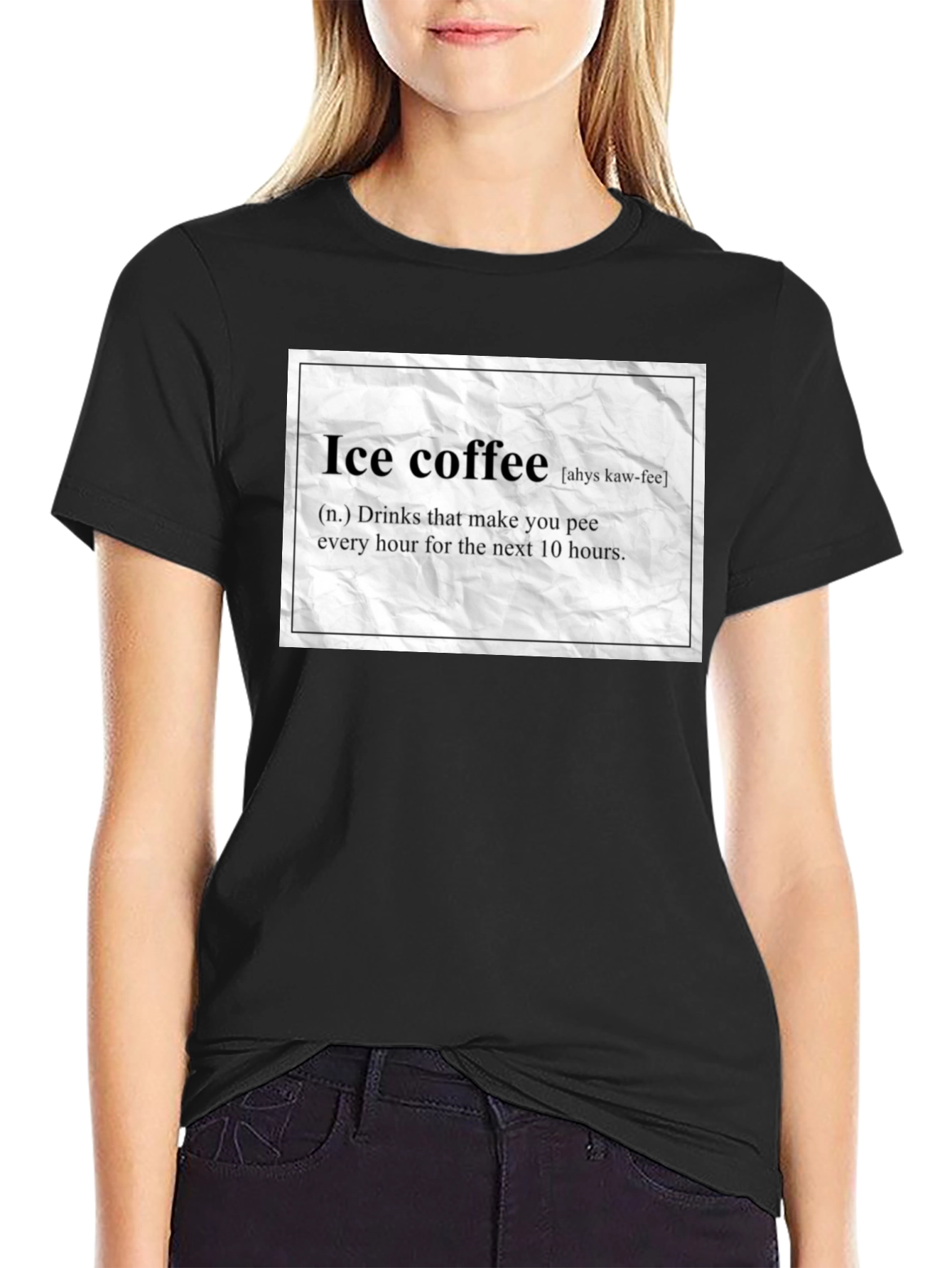 Camiseta Negra Humorística de Café Helado