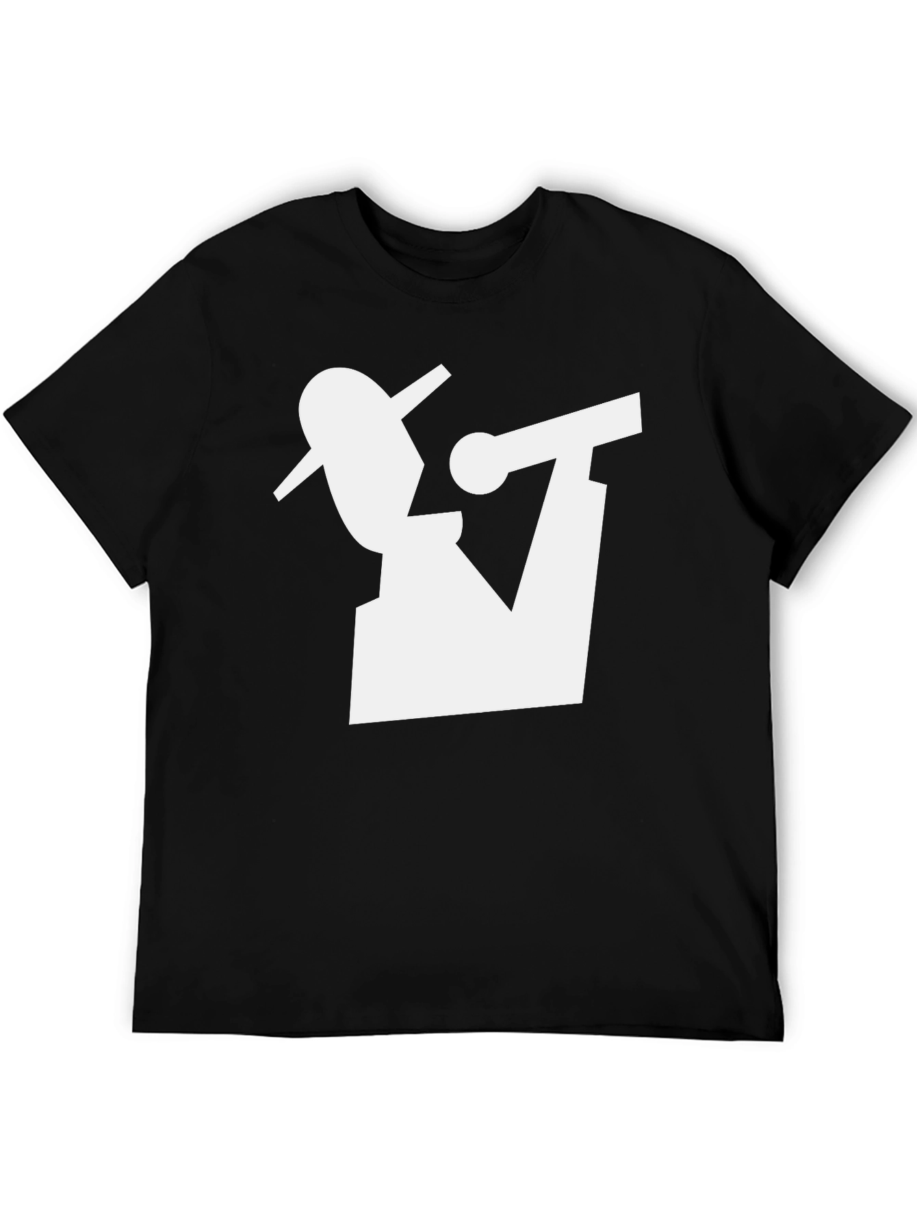 Camiseta Negra con Diseño Abstracto de Músico