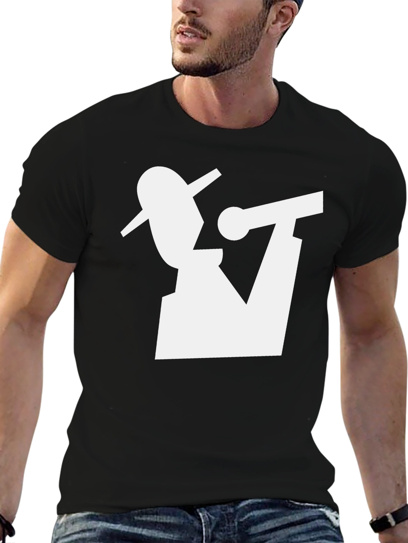 Camiseta Negra con Diseño Abstracto de Músico