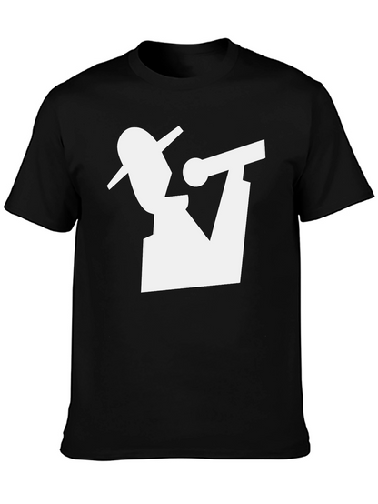 Camiseta Negra con Diseño Abstracto de Músico