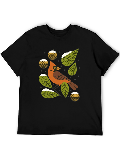 Camiseta Negra con Diseño de Cardenal Invernal
