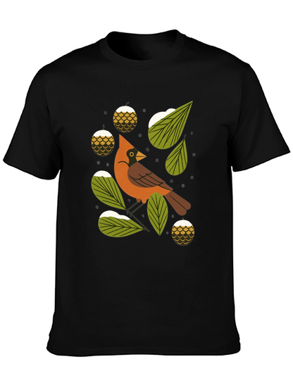 Camiseta Negra con Diseño de Cardenal Invernal