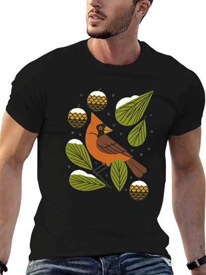 Camiseta Negra con Diseño de Cardenal Invernal