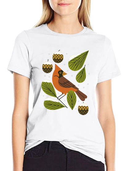 Camiseta Negra con Diseño de Cardenal Invernal