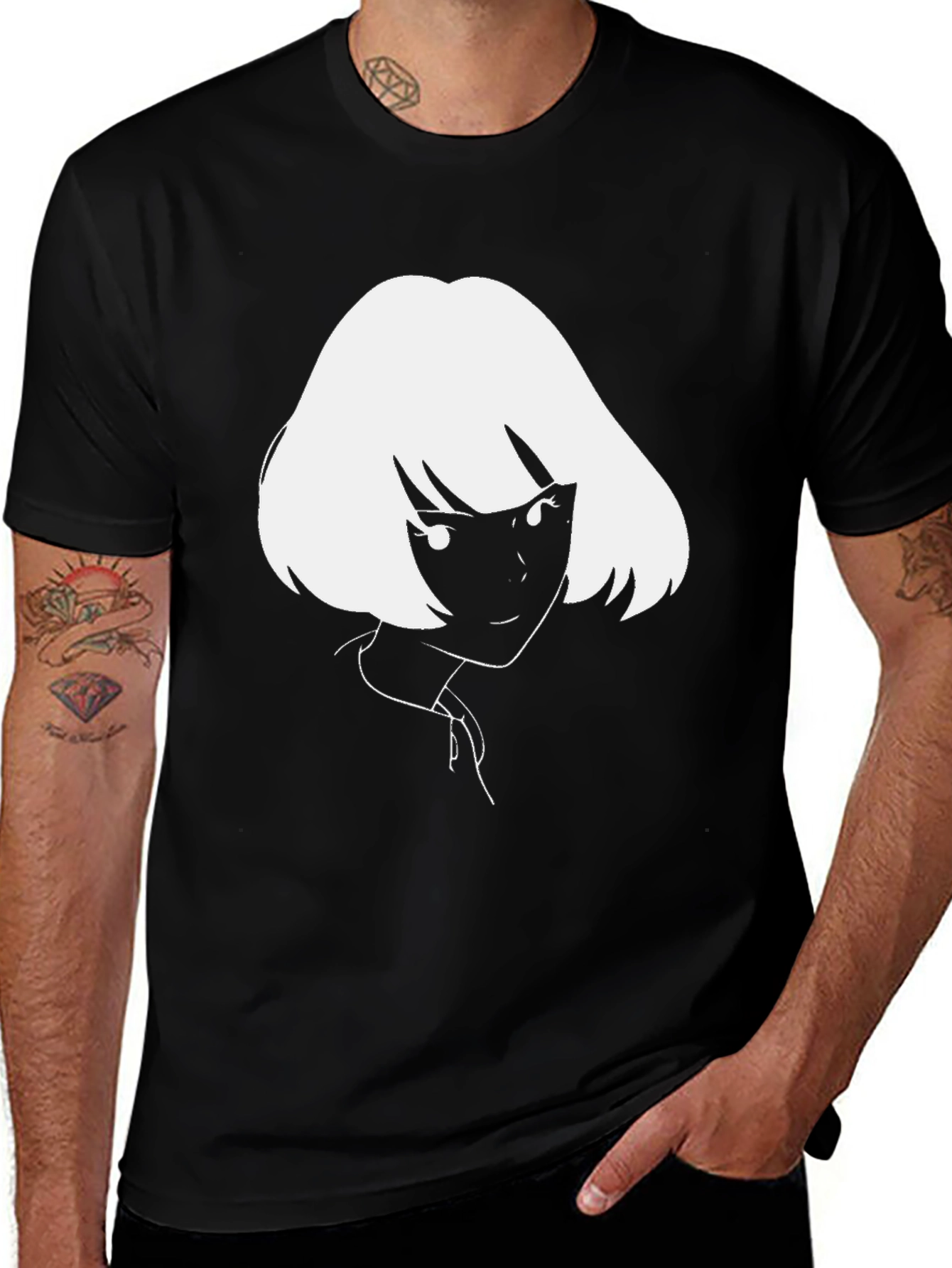 Camiseta Negra con Diseño Anime