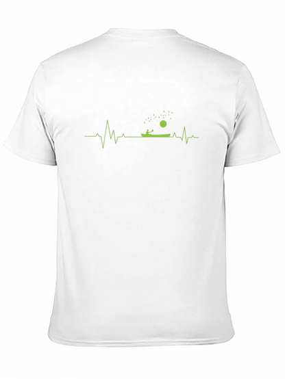 Camiseta Negra con Diseño de Latido de Kayak