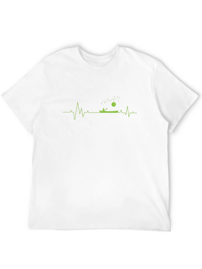 Camiseta Negra con Diseño de Latido de Kayak