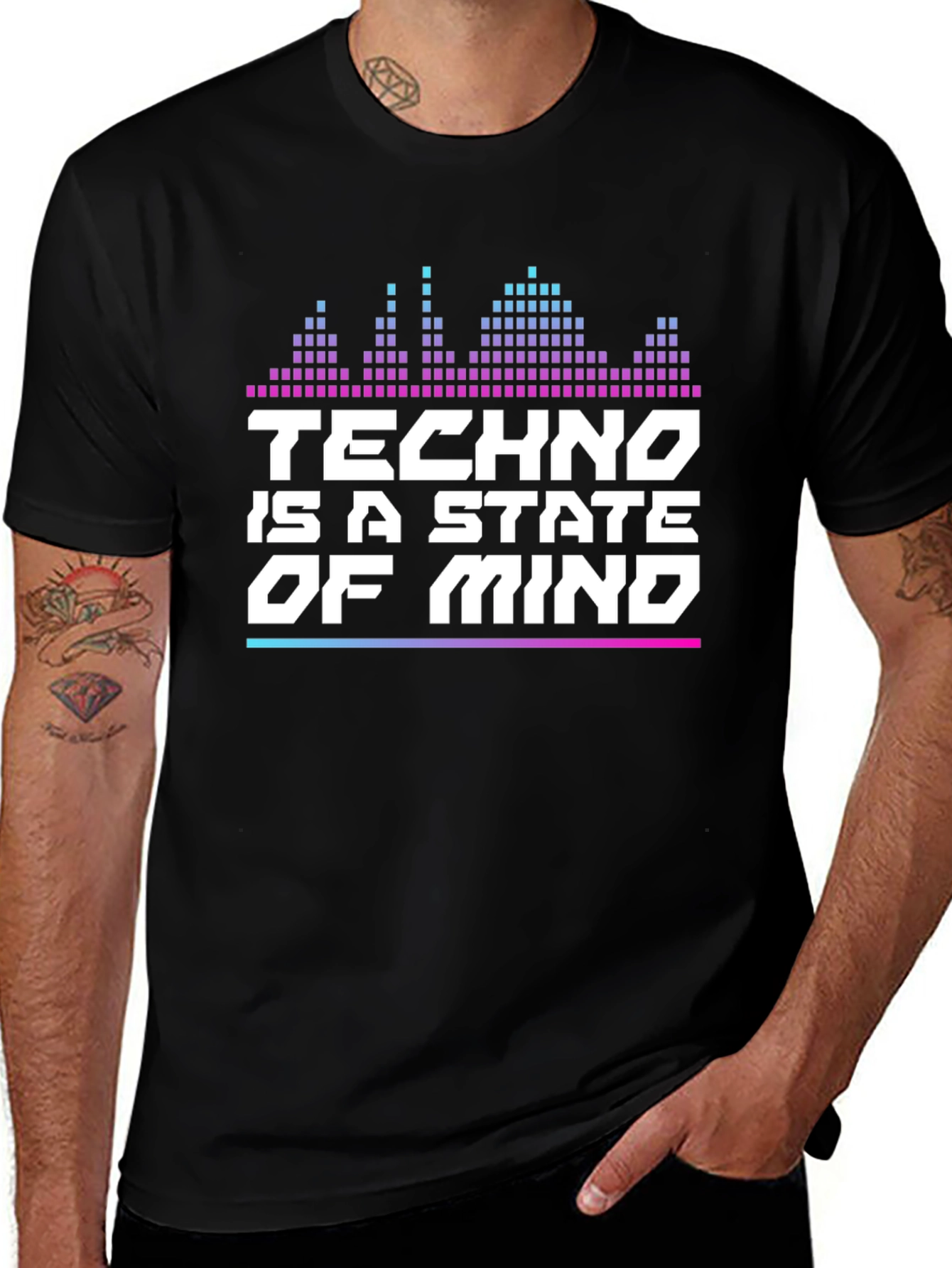 Camiseta Negra Techno is a State of Mind