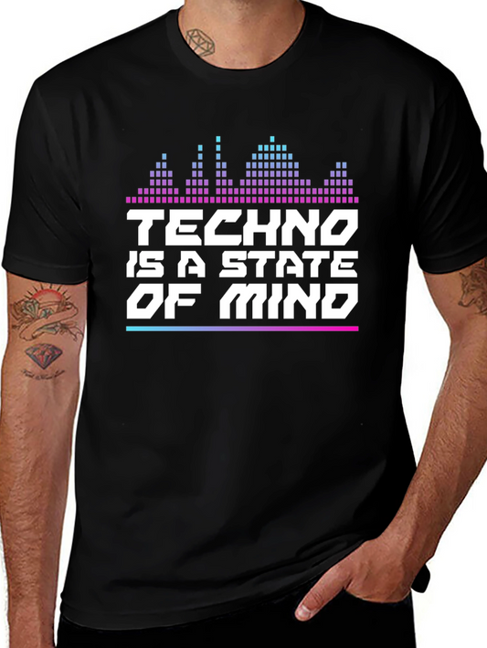 Camiseta Negra Techno is a State of Mind