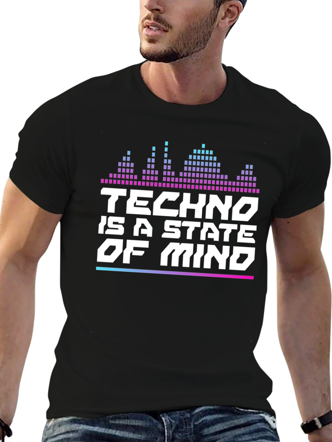 Camiseta Negra Techno is a State of Mind