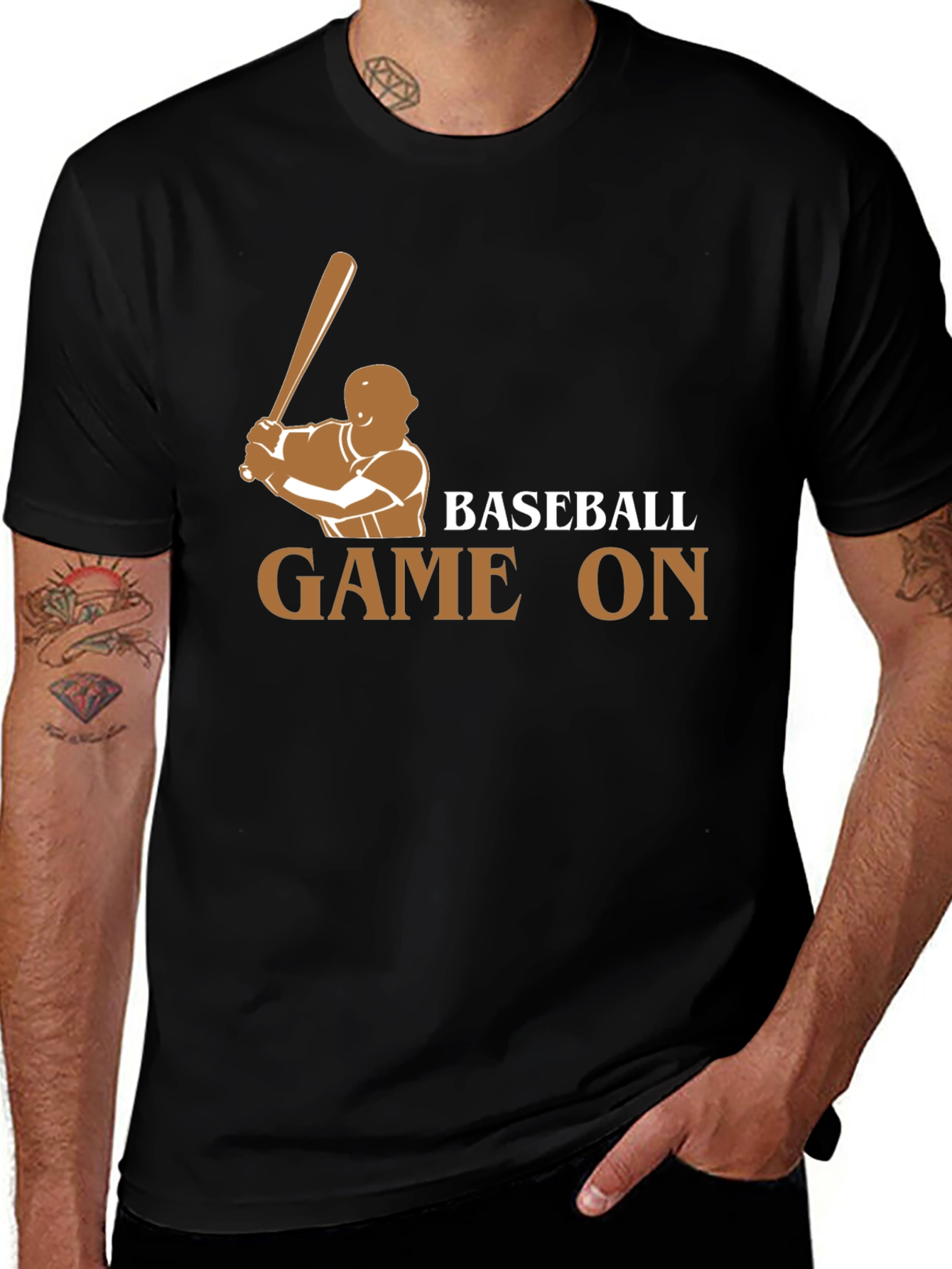 Camiseta Negra Baseball Game On para Fanáticos del Béisbol