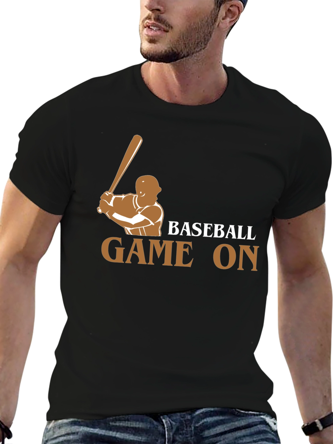 Camiseta Negra Baseball Game On para Fanáticos del Béisbol