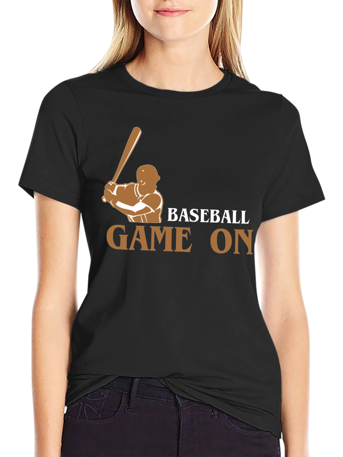 Camiseta Negra Baseball Game On para Fanáticos del Béisbol