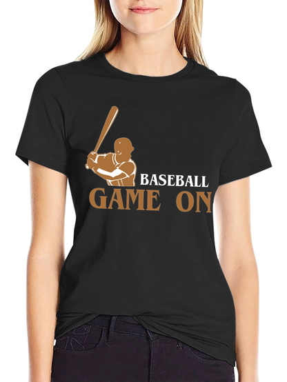 Camiseta Negra Baseball Game On para Fanáticos del Béisbol