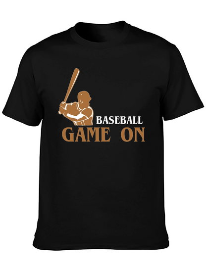 Camiseta Negra Baseball Game On para Fanáticos del Béisbol