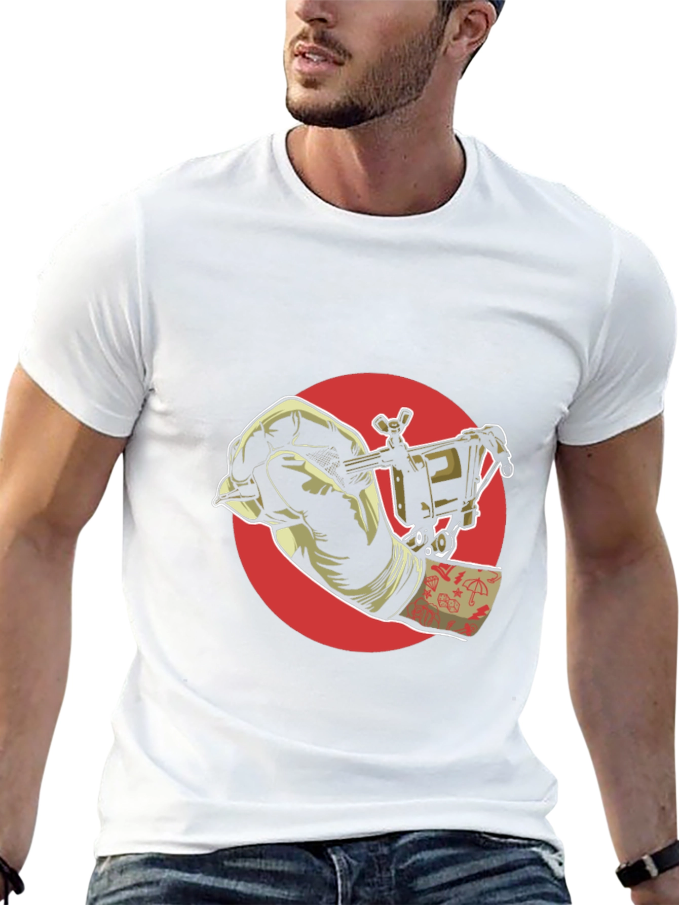Camiseta Negra con Diseño de Tatuaje