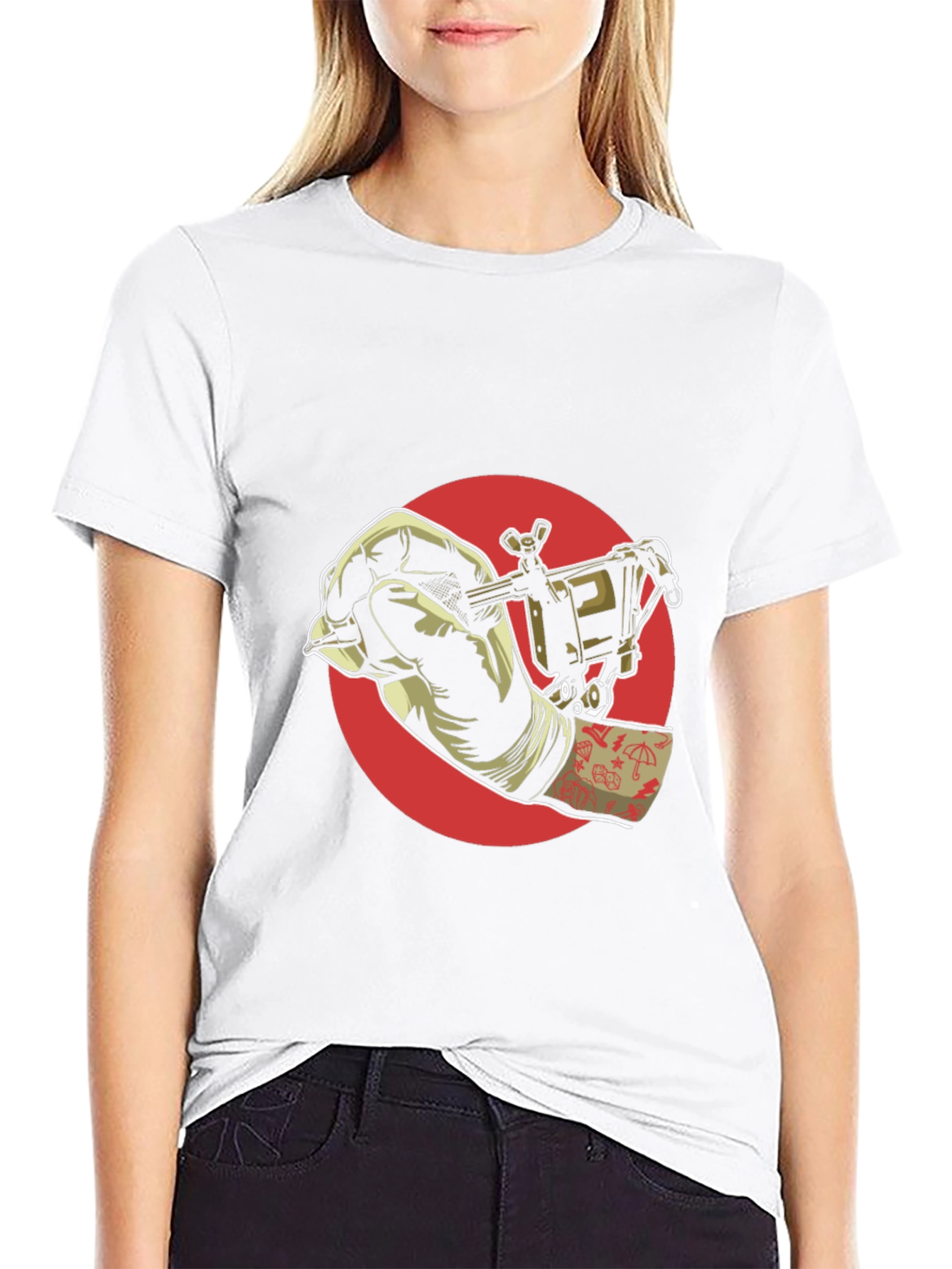 Camiseta Negra con Diseño de Tatuaje