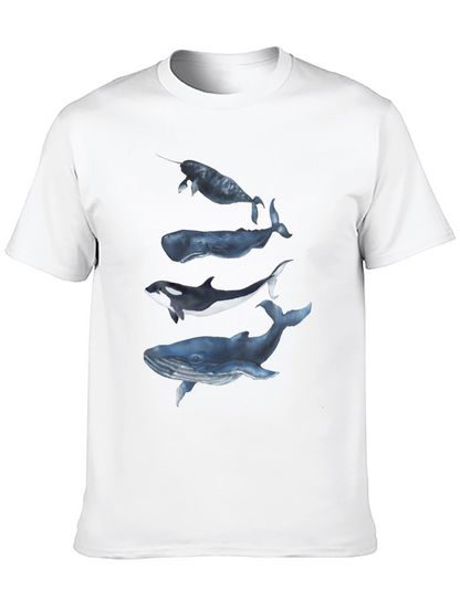 Camiseta Negra con Diseño de Ballenas Acuarela
