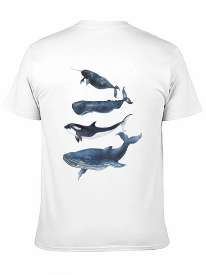 Camiseta Negra con Diseño de Ballenas Acuarela