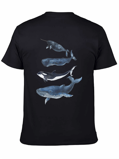 Camiseta Negra con Diseño de Ballenas Acuarela