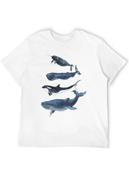 Camiseta Negra con Diseño de Ballenas Acuarela