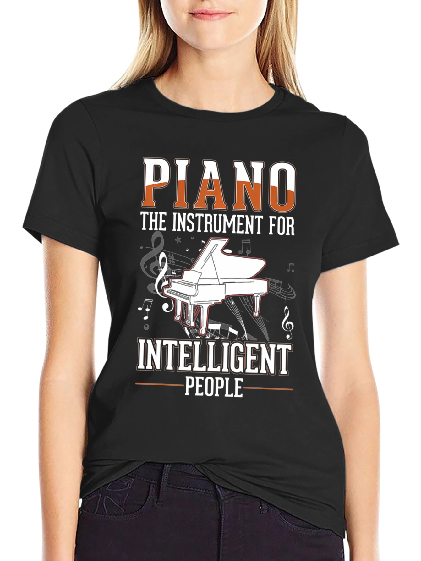 Camiseta Negra: Piano el Instrumento para Inteligentes