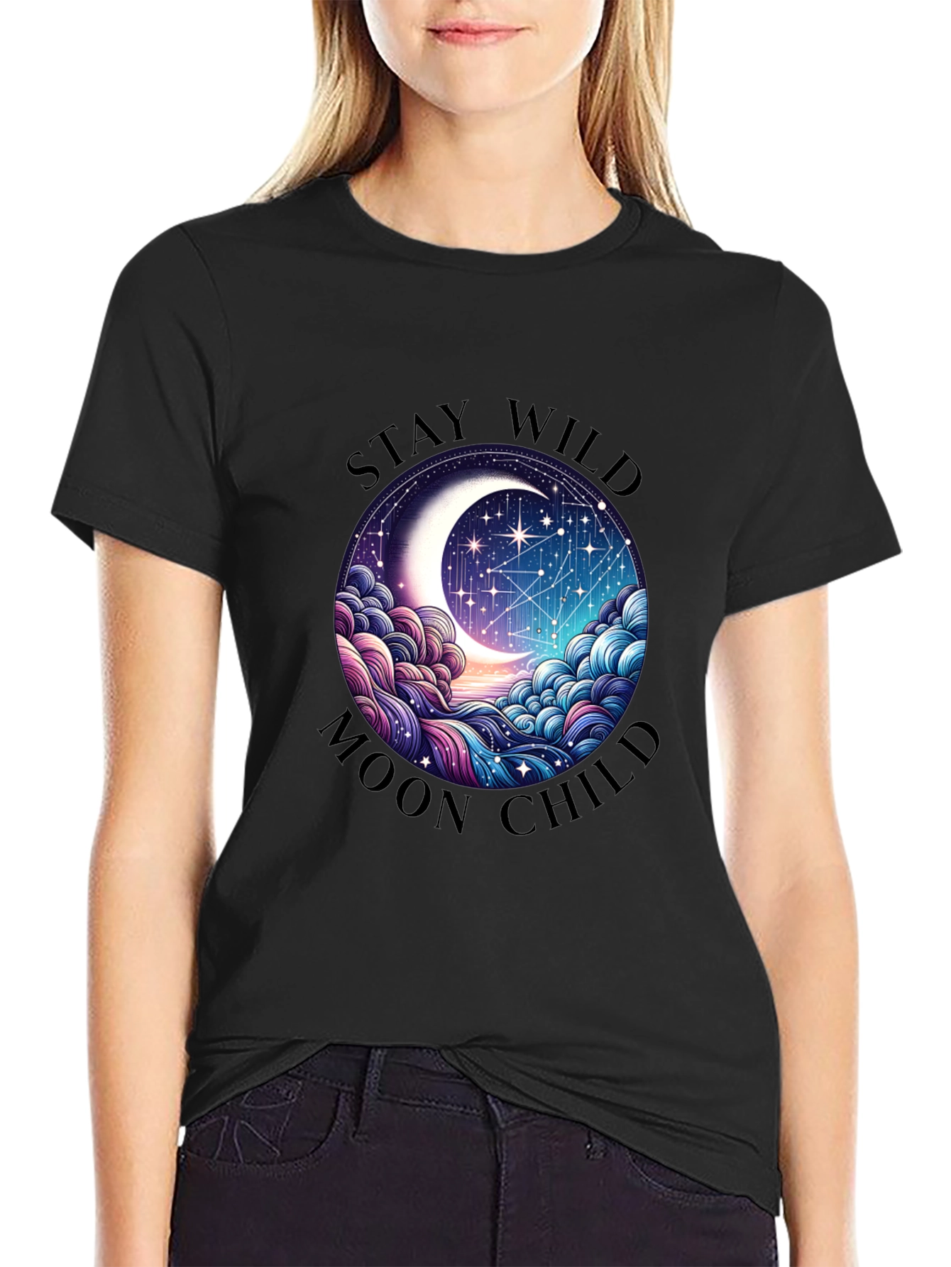 Camiseta Negra Stay Wild Moon Child